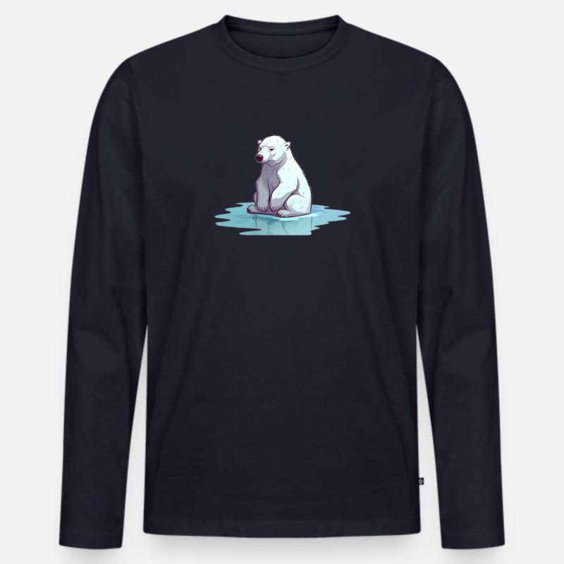 Eisbär ohne Eis Klimawandel - Männer Premium Bio Langarmshirt - Navy