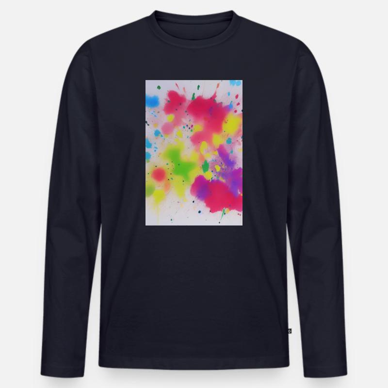 Bunte Farbspritzer - Männer Premium Bio Langarmshirt - Navy