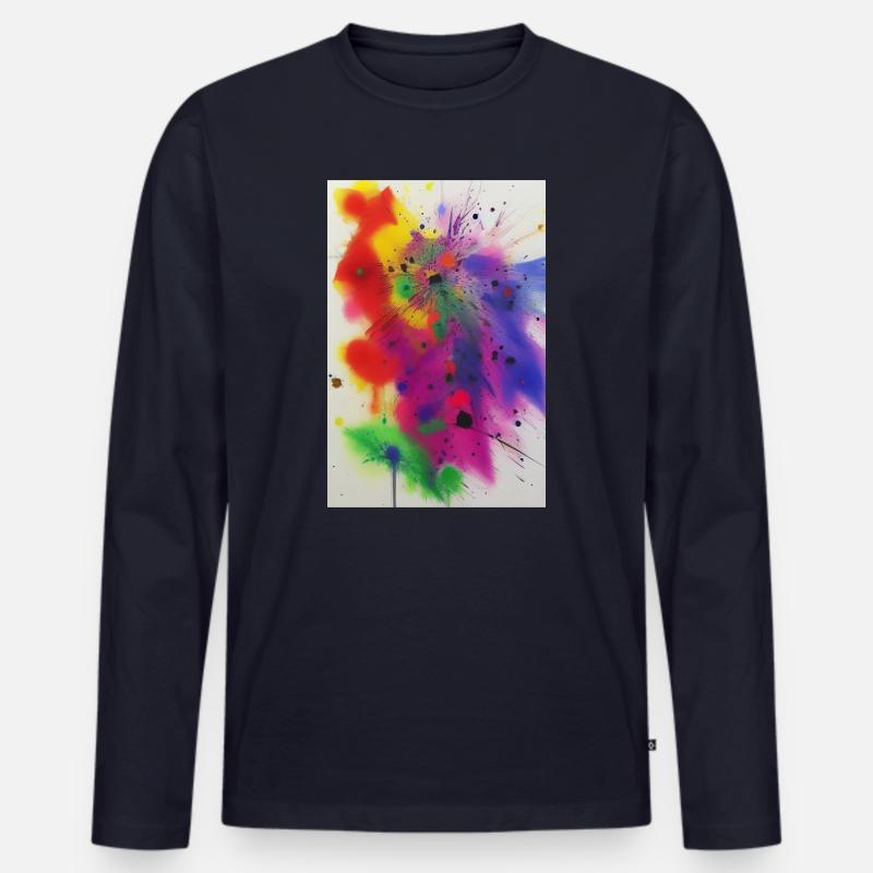 Farbspritzer - Männer Premium Bio Langarmshirt - Navy