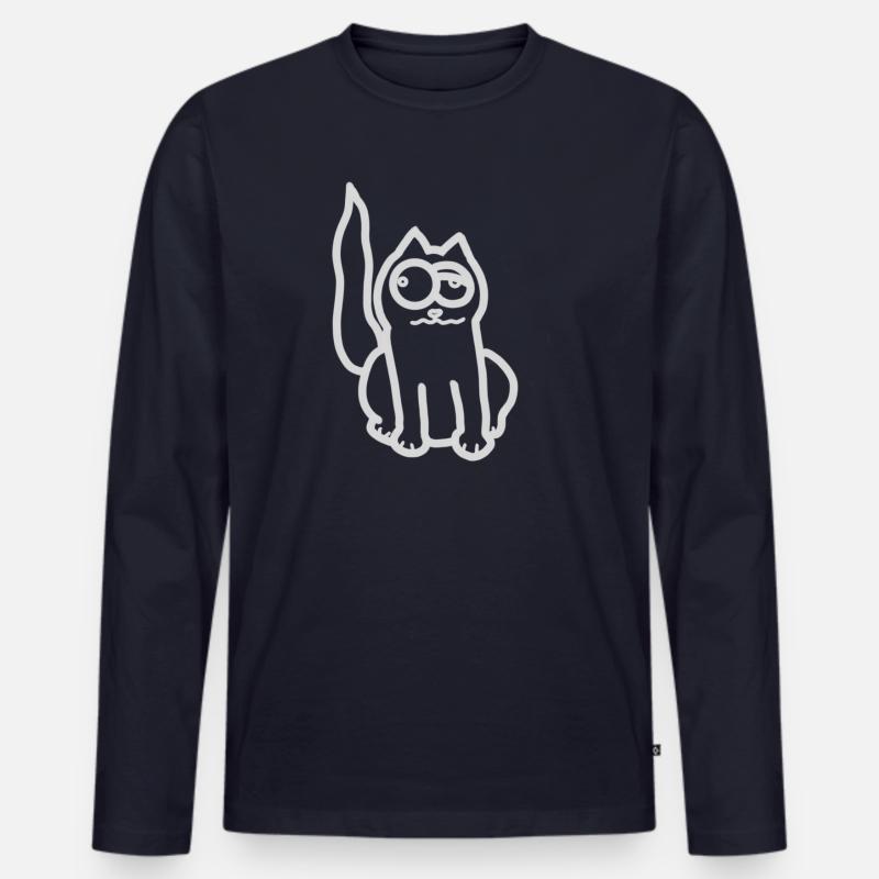 Betrunkene Katze - Männer Premium Bio Langarmshirt - Navy