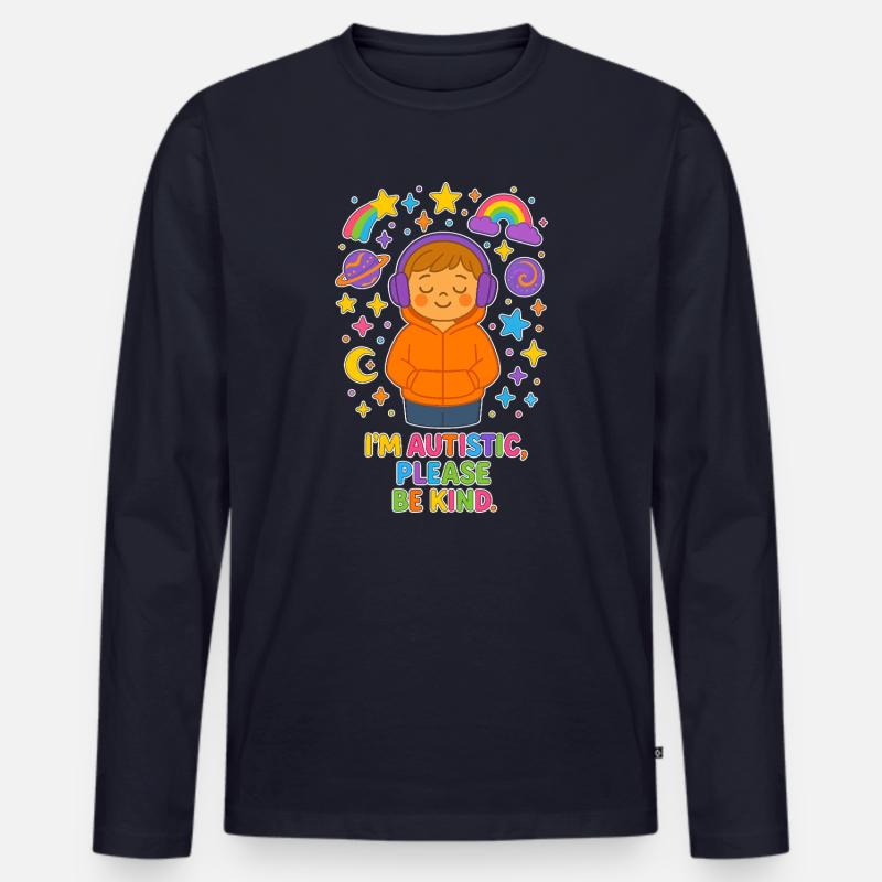 I'm Autistic Please Be Kind - Autismus Kinder - Männer Premium Bio Langarmshirt - Navy