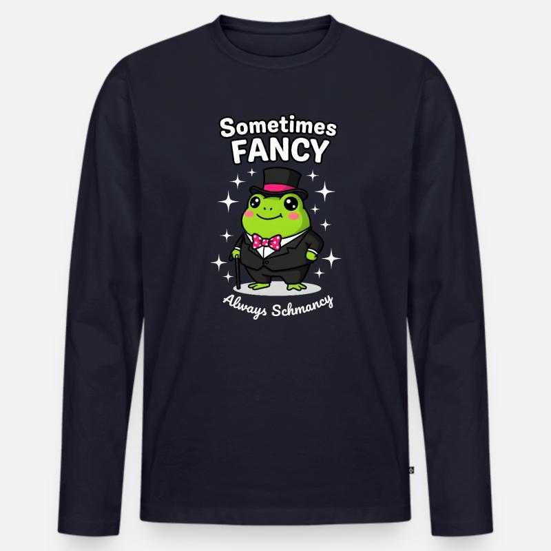Manchmal Fancy Always Schmancy Dapper Frog - Männer Premium Bio Langarmshirt - Navy