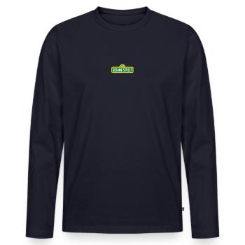 Sesame Street logo as an embroidery - Men's Premium Organic Long Sleeve Shirt - navy - Front - Nico (187cm)