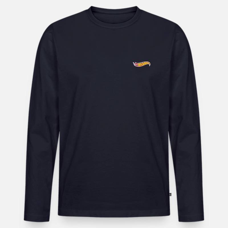 Hot Wheels Logo Stickdesign - Männer Premium Bio Langarmshirt - Navy