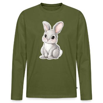 Hare - Men's Premium Organic Long Sleeve Shirt - khaki - Front - Nico (187cm)