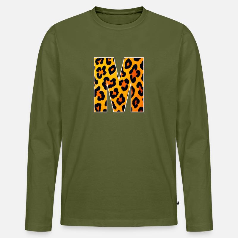 Leopard M Buchstabe - Männer Premium Bio Langarmshirt - Khaki