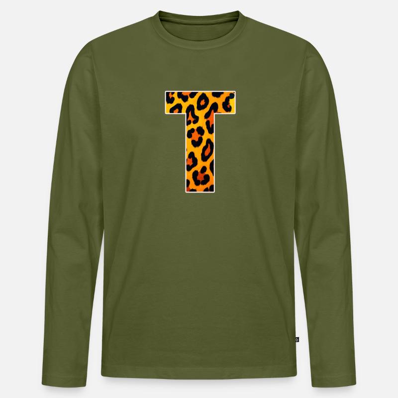 Leopard_Buchstabenmuster_-_T - Männer Premium Bio Langarmshirt - Khaki