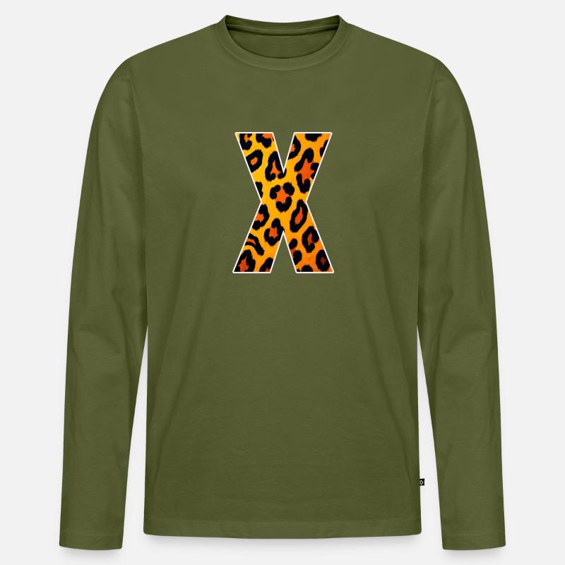 Leopard X Pattern - Men's Premium Organic Long Sleeve Shirt - khaki