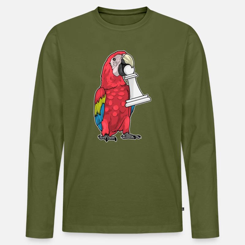 Papagei Schachfigur Bauer Schach - Männer Premium Bio Langarmshirt - Khaki