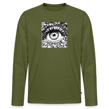 Stone Eye: View into the depths - Men's Premium Organic Long Sleeve Shirt - khaki - Front - Nico (187cm)