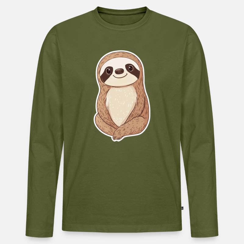 Faultier - Männer Premium Bio Langarmshirt - Khaki