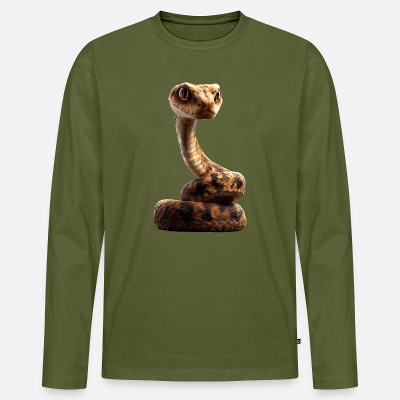 snake, python, cobra, rattlesnake, snakes - Men's Premium Organic Long Sleeve Shirt - khaki