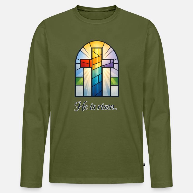 He Is Risen - Männer Premium Bio Langarmshirt - Khaki