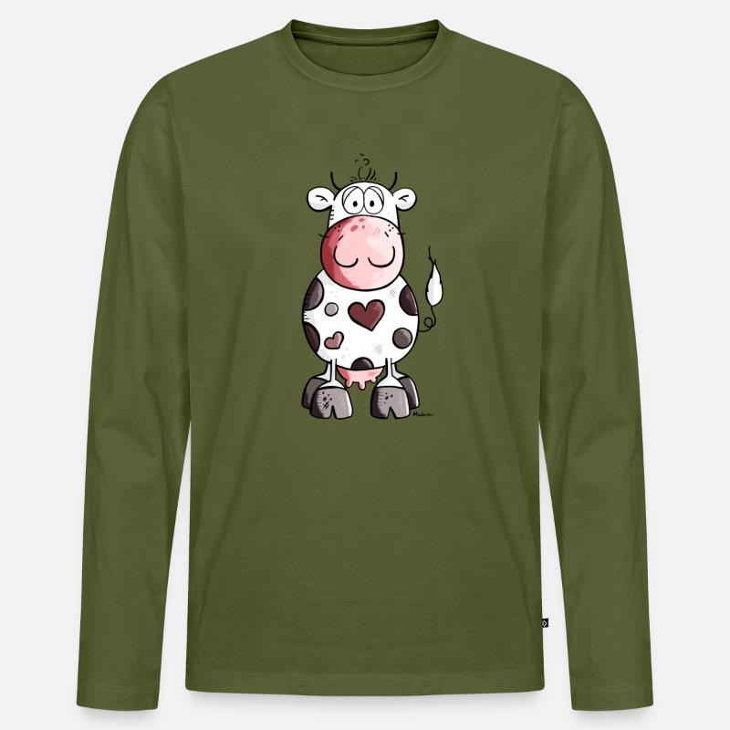 Verliebte Kuh - Männer Premium Bio Langarmshirt - Khaki