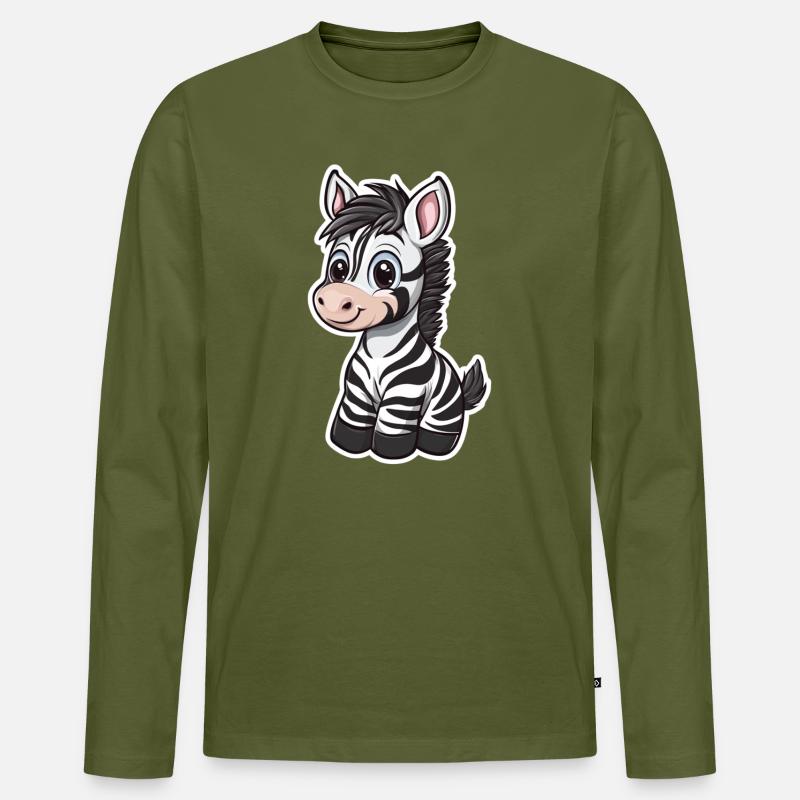 Zebra - Männer Premium Bio Langarmshirt - Khaki