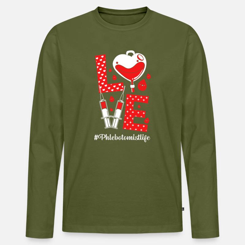 Blutspende Blut Blutspender - Männer Premium Bio Langarmshirt - Khaki