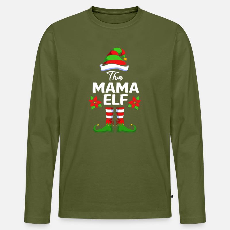 Elfe Elf Weihnachtsgeschenk Mutter Mama - Männer Premium Bio Langarmshirt - Khaki