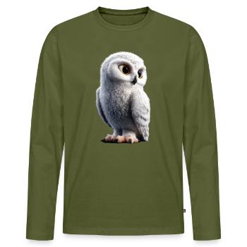 Chouette blanche Chouette Chouette Chouette Chouette Chouette Chouette des neiges - T-shirt manches longues Premium bio Homme - kaki - Devant - Nico (187cm)