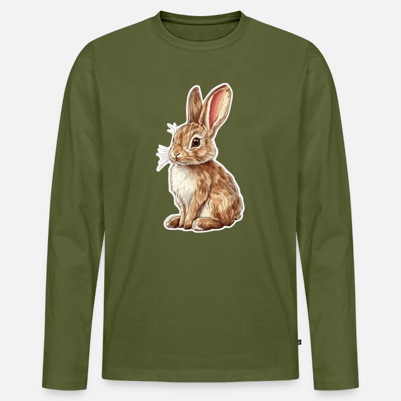 Hase - Männer Premium Bio Langarmshirt - Khaki