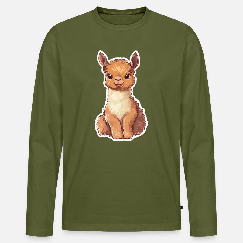 Lama Alpaka Llama Tier Geschenk - Männer Premium Bio Langarmshirt - Khaki