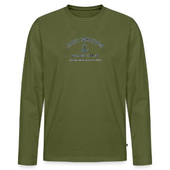 Saint Boredom Yacht Club - Men's Premium Organic Long Sleeve Shirt - khaki - Front - Nico (187cm)