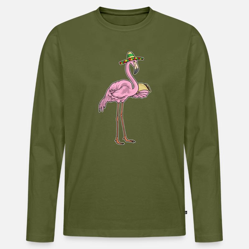 Flamingo Taco - Männer Premium Bio Langarmshirt - Khaki