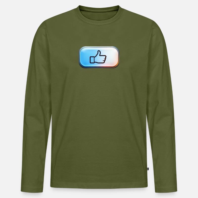 Neon Daumen Hoch Gradient - Männer Premium Bio Langarmshirt - Khaki