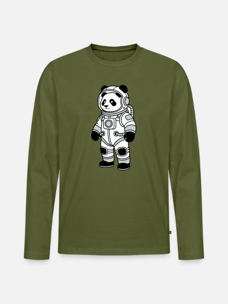 Combinaison spatiale panda bear - T-shirt manches longues Premium bio Homme - kaki