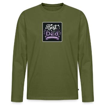 Best Dad Forever Heart Design - Men's Premium Organic Long Sleeve Shirt - khaki - Front - Nico (187cm)