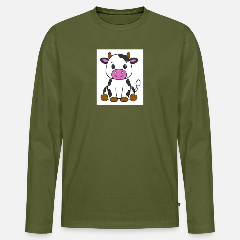 Kuh - Männer Premium Bio Langarmshirt - Khaki
