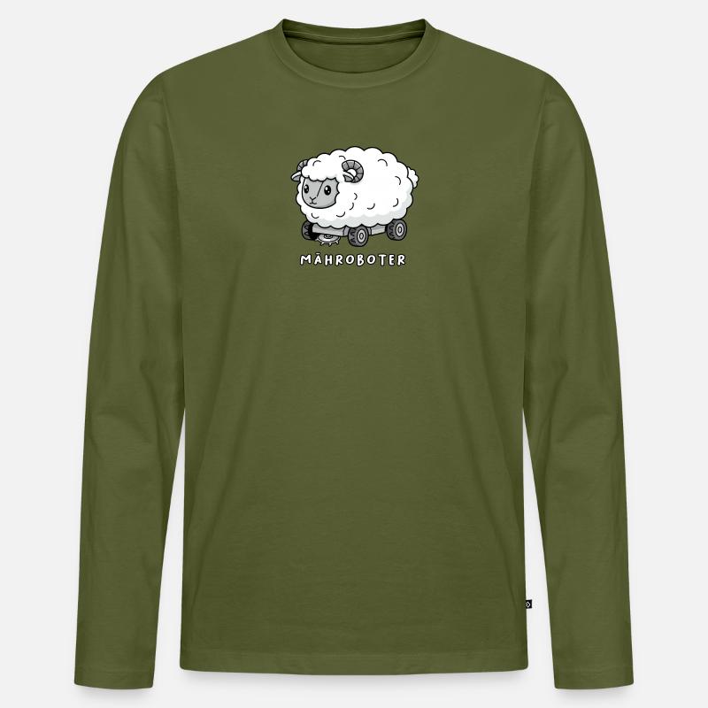 Mähroboter Schaf - Männer Premium Bio Langarmshirt - Khaki