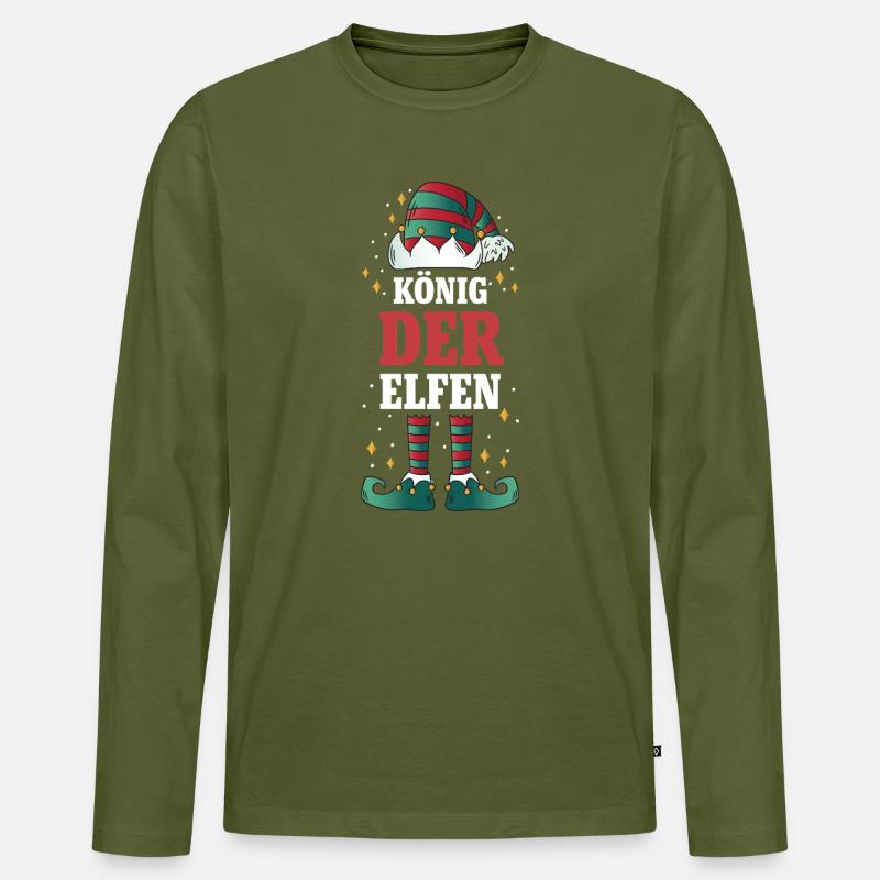 Weihnachten König der Elfen - Männer Premium Bio Langarmshirt - Khaki