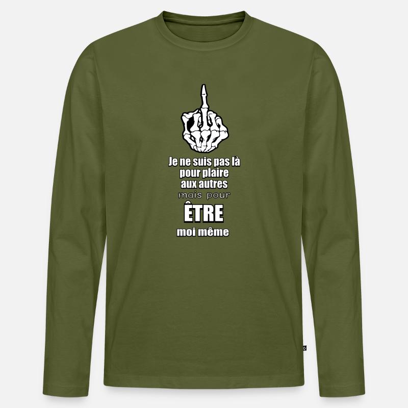 Mittelfinger (ich bin ich selbst) - Männer Premium Bio Langarmshirt - Khaki