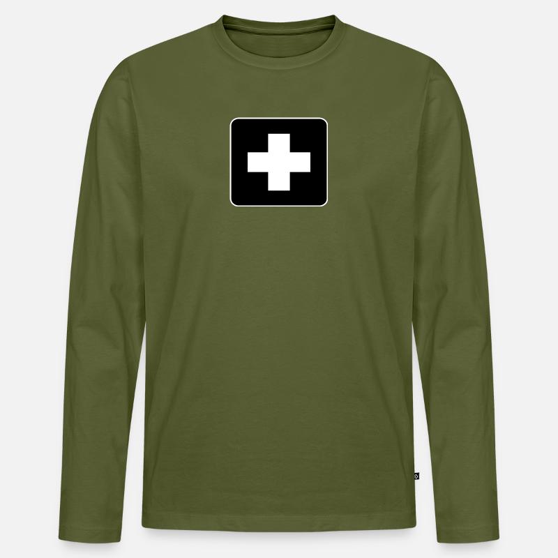 Help - Männer Premium Bio Langarmshirt - Khaki