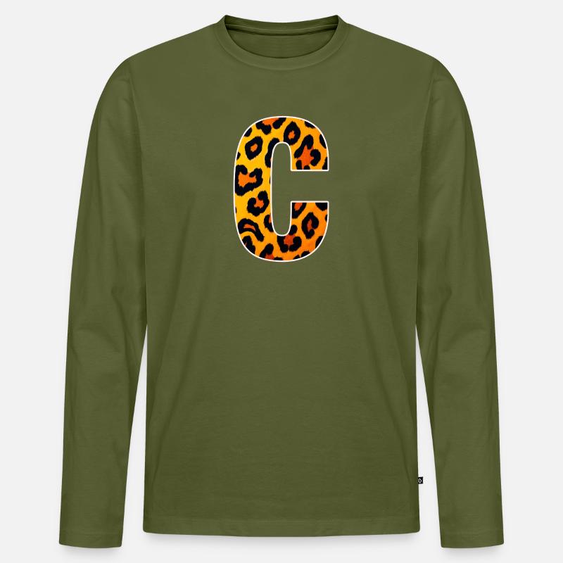 Leopard_Buchstabenmuster_-_C - Männer Premium Bio Langarmshirt - Khaki