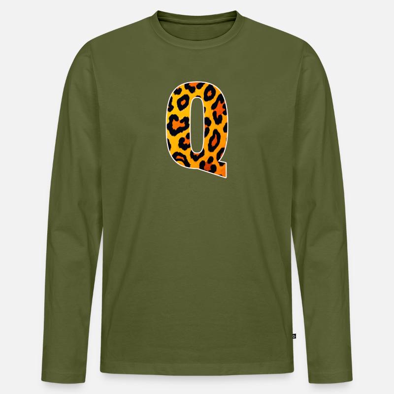 Leopard_Buchstabenmuster_-_Q - Männer Premium Bio Langarmshirt - Khaki