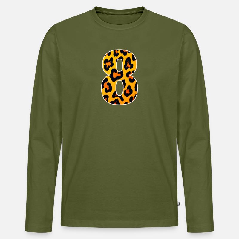 Leopard 8 Print - Männer Premium Bio Langarmshirt - Khaki