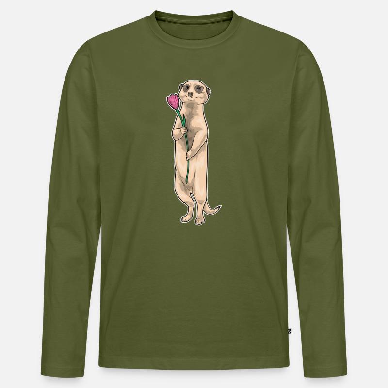 Erdmännchen Tulpe - Männer Premium Bio Langarmshirt - Khaki