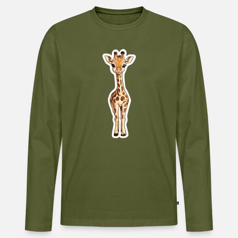 Giraffe - Männer Premium Bio Langarmshirt - Khaki