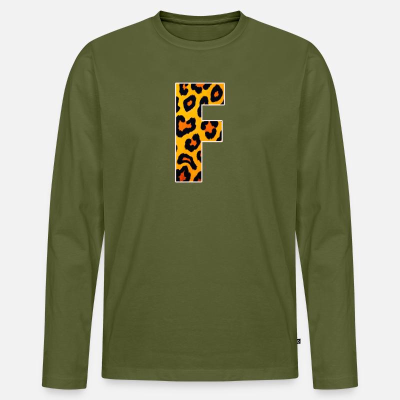 Leopardeneffekt Feuerorange Muster - Männer Premium Bio Langarmshirt - Khaki
