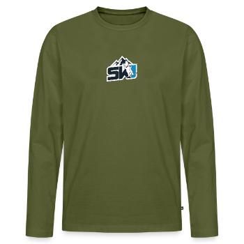 Mountain Snowboarder Ski Logo Design - Männer Premium Bio Langarmshirt - Khaki - Vorne - Nico (187cm)