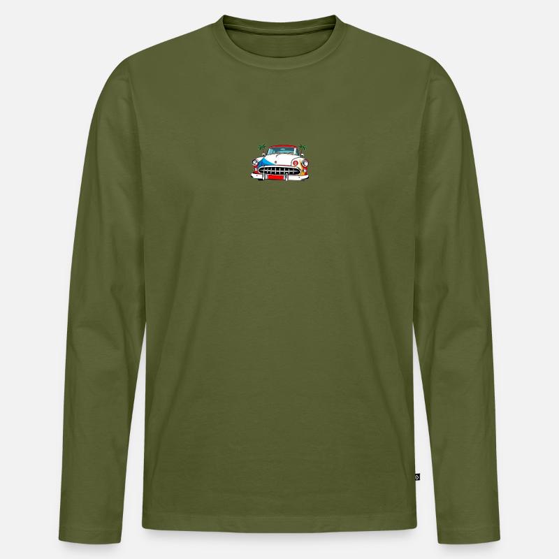 Palm Drive Oldtimer-Collage - Männer Premium Bio Langarmshirt - Khaki
