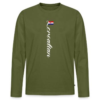 Croatia - Men's Premium Organic Long Sleeve Shirt - khaki - Front - Nico (187cm)
