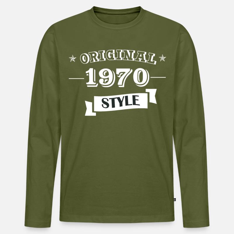 Original 1970 Style - Männer Premium Bio Langarmshirt - Khaki