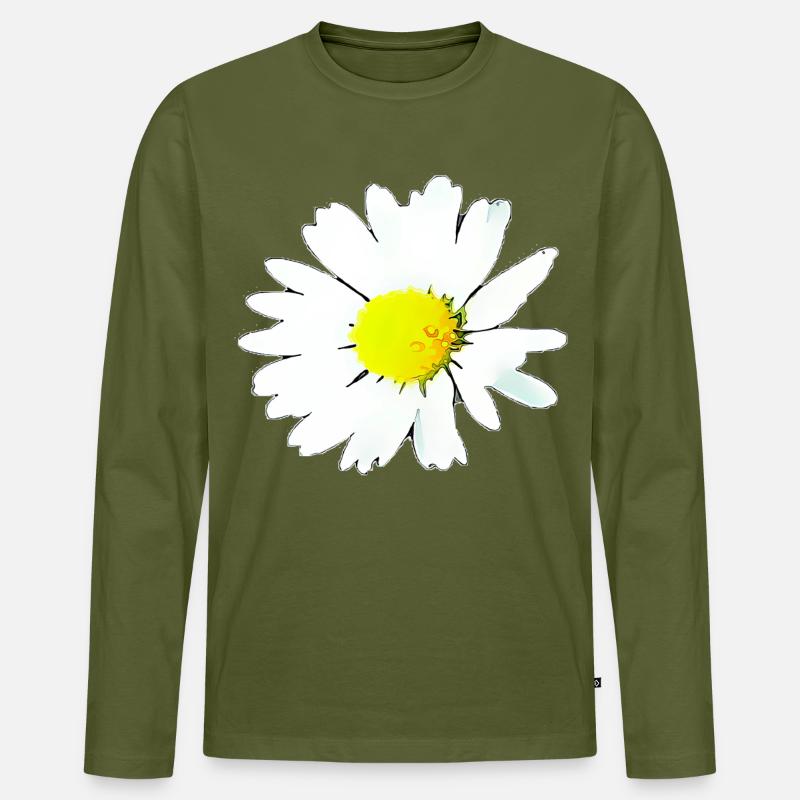 Blume - Gänseblümchen - Männer Premium Bio Langarmshirt - Khaki