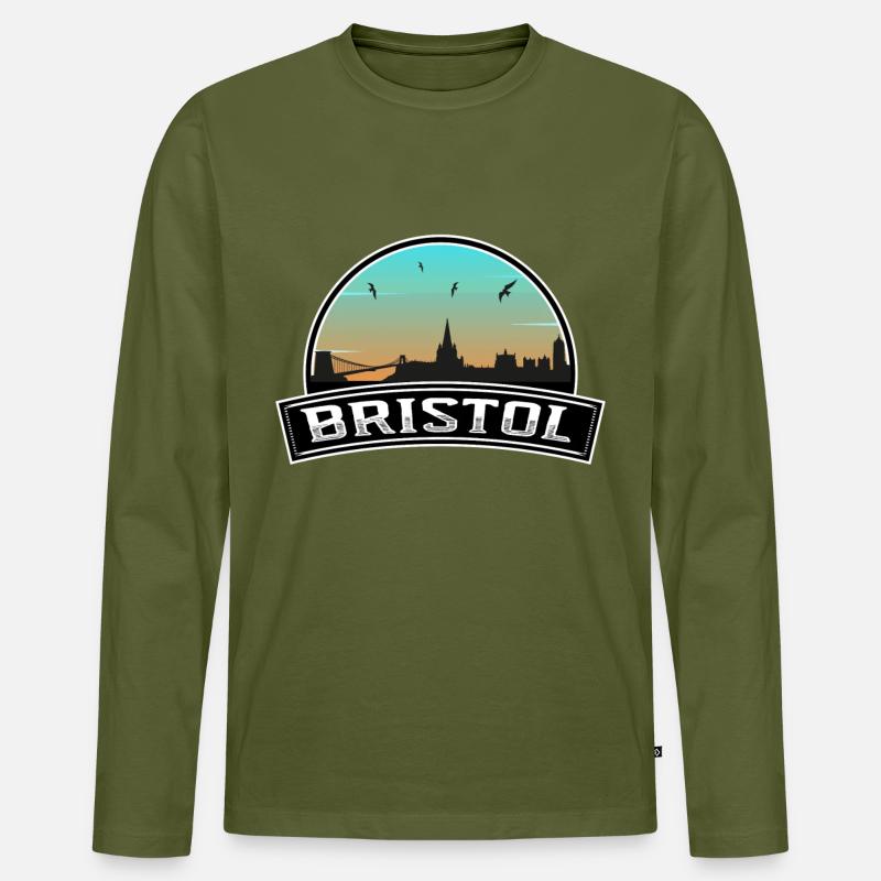Bristol England Skyline Britisches Souvenir - Männer Premium Bio Langarmshirt - Khaki