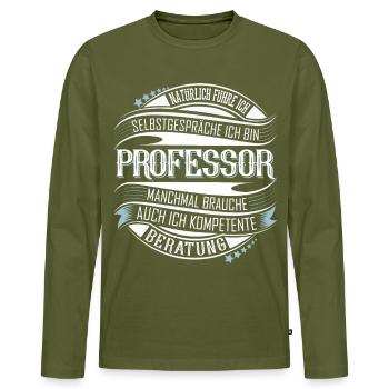 Professor - Männer Premium Bio Langarmshirt - Khaki - Vorne - Nico (187cm)