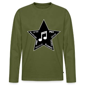 EDM Techno Stern - Männer Premium Bio Langarmshirt - Khaki - Vorne - Nico (187cm)