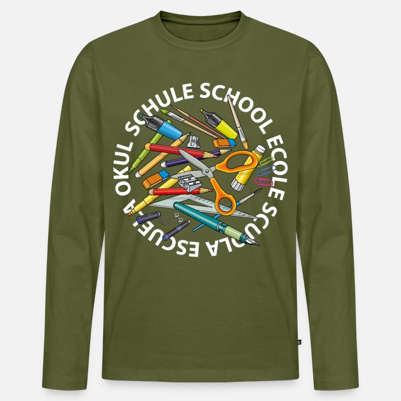 Schule in diversen Sprachen - Männer Premium Bio Langarmshirt - Khaki