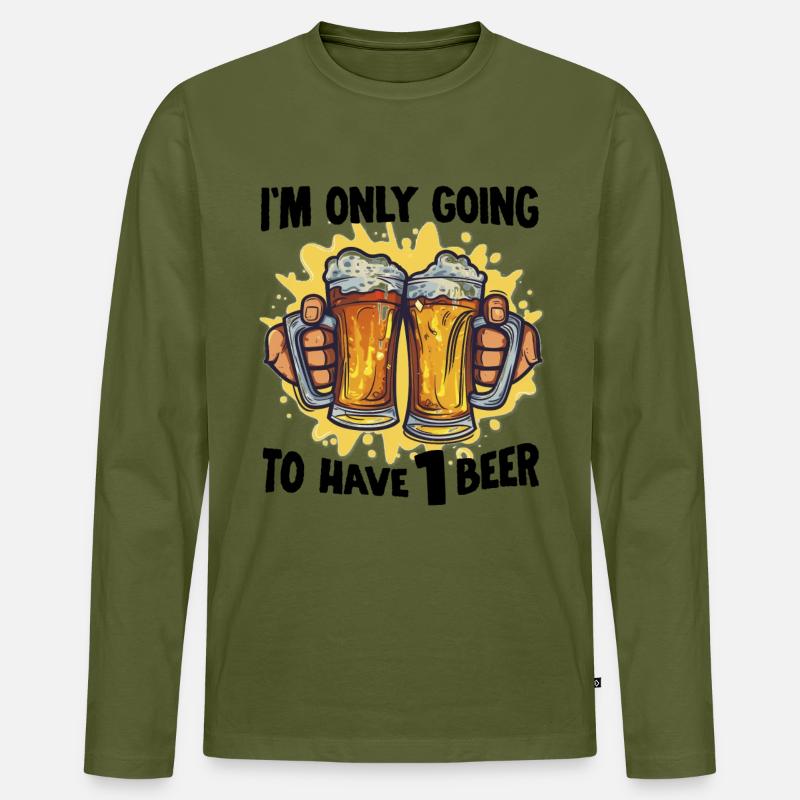 Drinking Biertrinker Bierliebhaber Biershirt - Männer Premium Bio Langarmshirt - Khaki